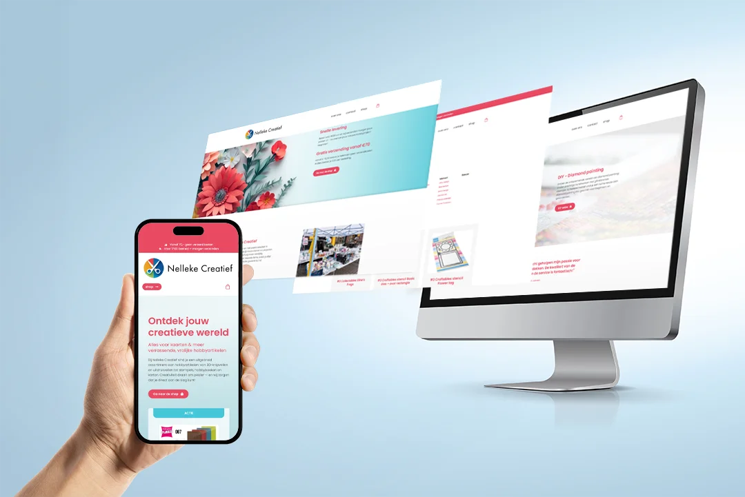 Webshop van Nelleke Creatief op laptop en mobiel
