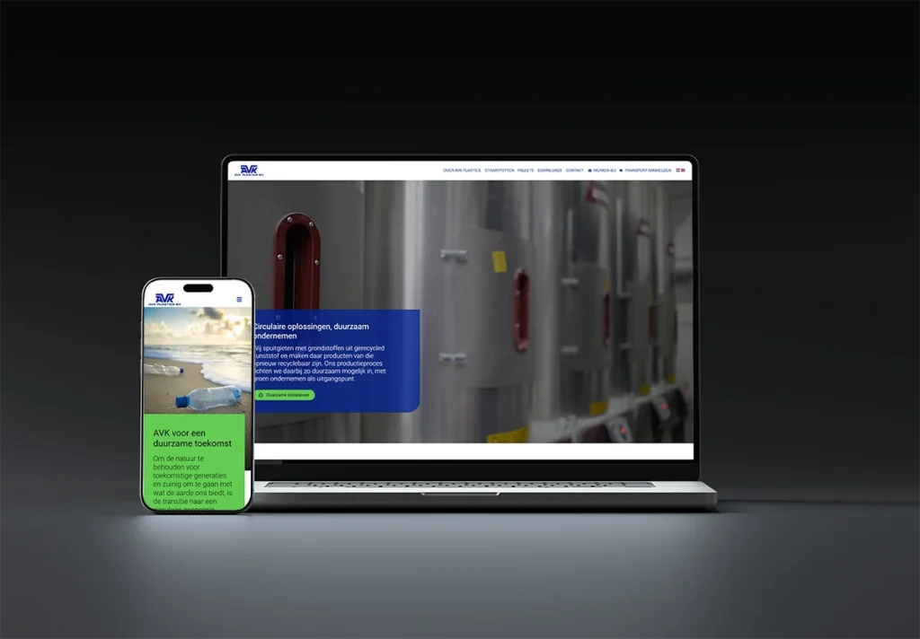 Website AVK Plastics op een laptop