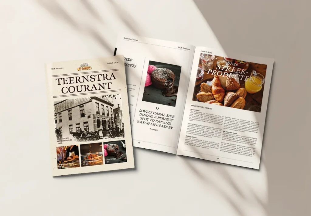 Menukrant van H.C.R. Teernstra: cover en inhoudspagina