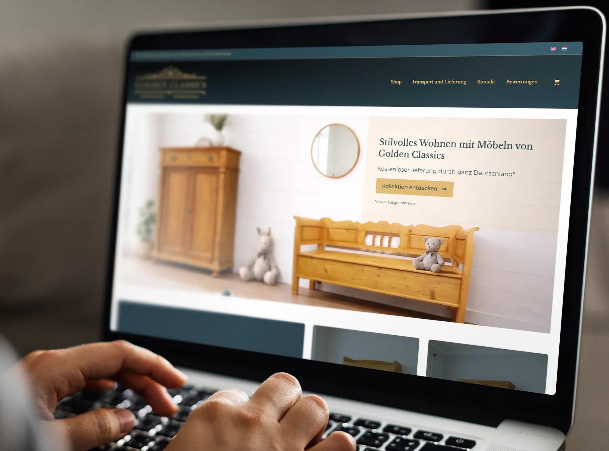 Webshop Golden Classic Store op een laptop