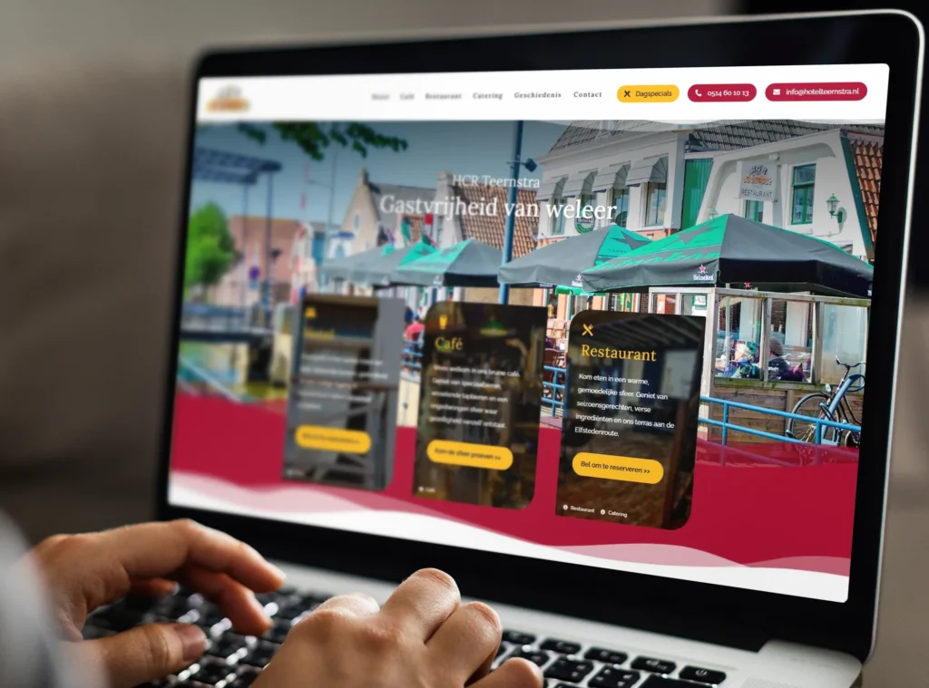 Website H.C.R. Teernstra op een laptop